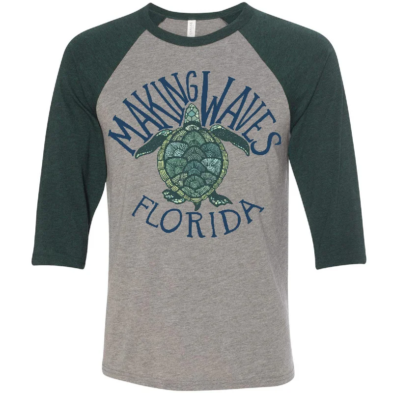 Sea Turtle Florida Baseball Tee Collared Crew Neck Turtle Neck