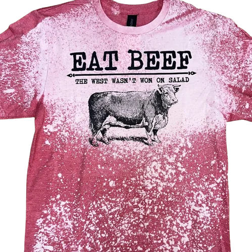 Southern Borders Eat Beef Short Sleeve Tee Cashmere Blend Cotton Blend Poly Blend