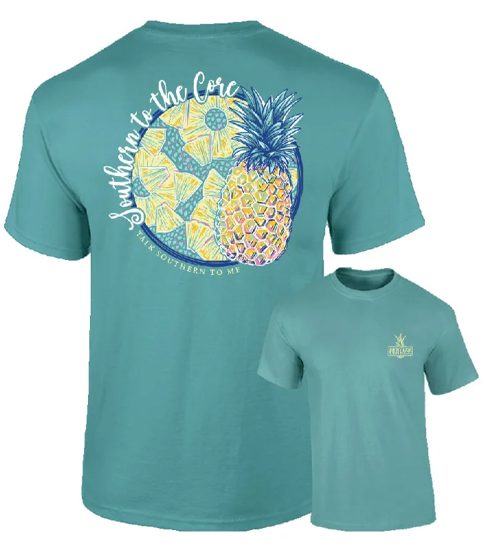 Southernology Southern to the Core Pineapple Short Sleeve Tee Fleece Fabric Down Fabric Feather Fabric