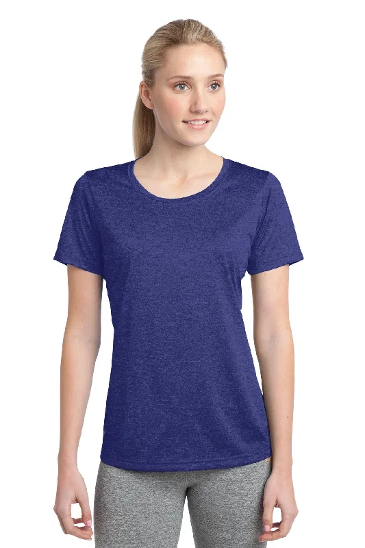 Sport-Tek Ladies Heather Contender Scoop Neck Tee LST360 Cobalt Heather Spandex Blend Rayon Blend Denim Blend