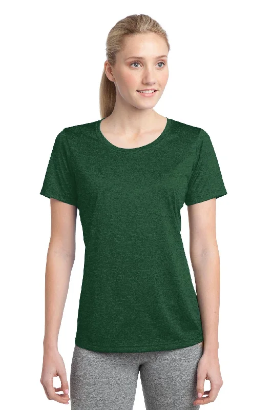 Sport-Tek Ladies Heather Contender Scoop Neck Tee LST360 Forest Green Heather Zippered Buttoned Snapped