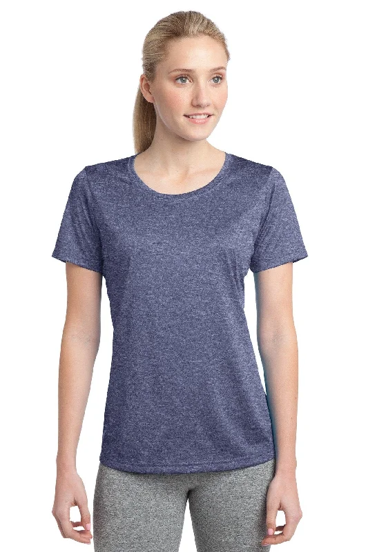 Sport-Tek Ladies Heather Contender Scoop Neck Tee LST360 True Navy Heather Spandex Blend Rayon Blend Denim Blend