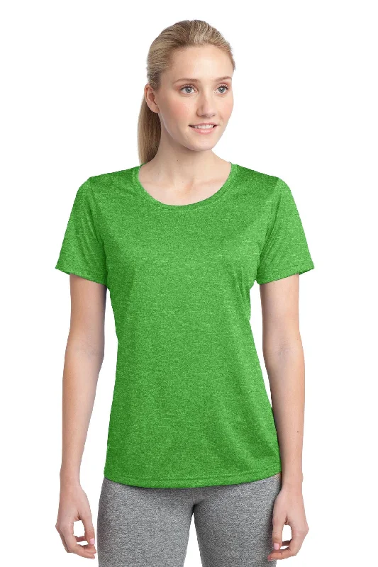 Sport-Tek Ladies Heather Contender Scoop Neck Tee LST360 Turf Green Heather Welt Pockets Slit Pockets Flap Pockets