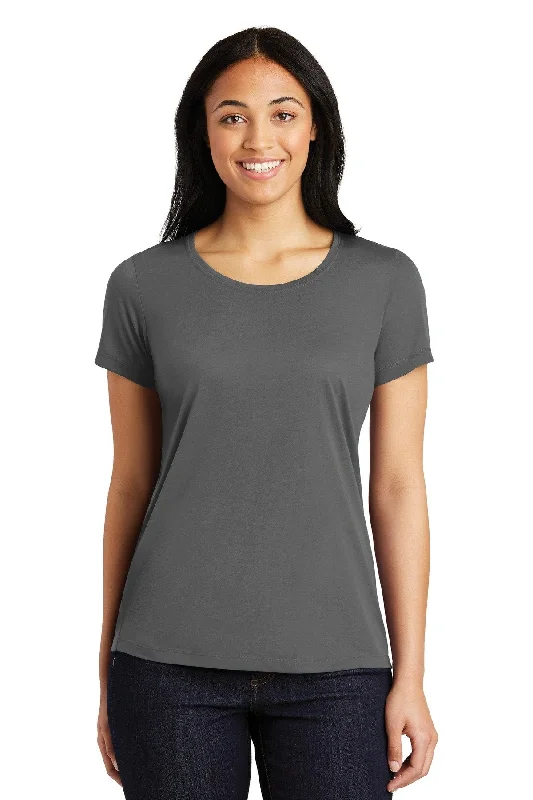 Sport-Tek Ladies PosiCharge Competitor Cotton Touch Scoop Neck Tee LST450 Dark Smoke Grey Anti-Shrink Durable Soft