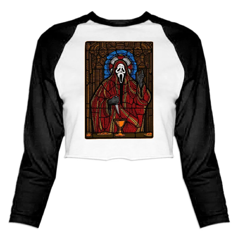 The Saint V3 - Women's Cropped Baseball Tee Print Jacquard Patchwork