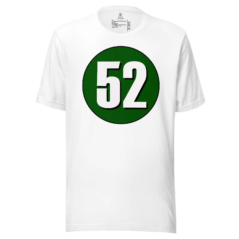 Unisex t-shirt: White on Hunter Green 52 Graphic T-Shirt Round Neck Polyester