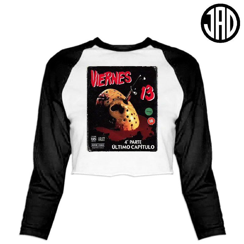 Viernes 13 - Women's Cropped Baseball Tee Fleece Nylon Spandex